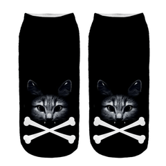 Cat Animal Pattern Crew Socks Lightweight Ankle Stockings Women's Hosiery