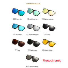 Photochromic Clip On Sunglasses Men Night Vision Goggles Anti Glare Glasses