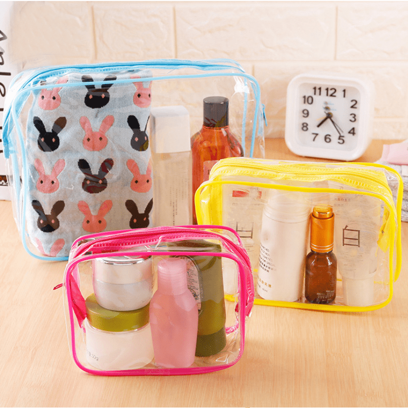 Transparent PVC Cosmetic Bag Zipper Travel Toiletry Storage Organizer