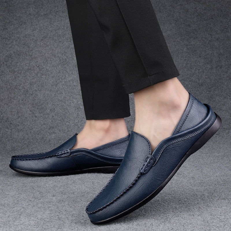 Men's Leather Loafer Shoes Casual Slip On Flat Lightweight Moccasin