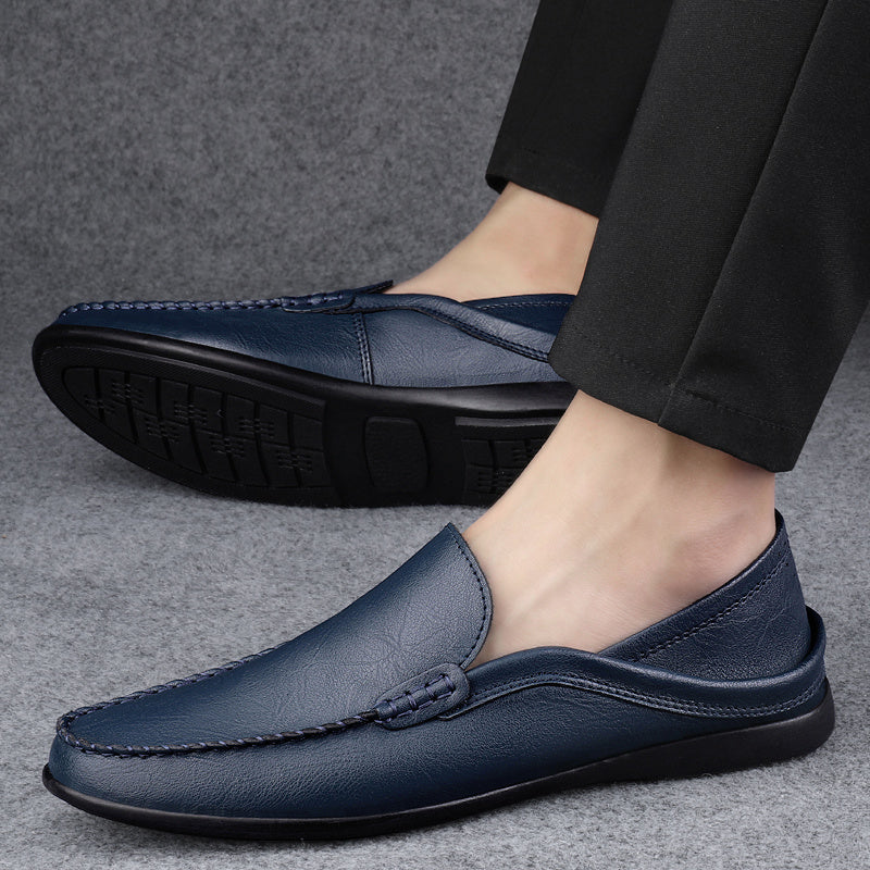 Men's Leather Loafer Shoes Casual Slip On Flat Lightweight Moccasin