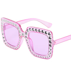 Large Rhinestone Square Frame Sunglasses Vintage Ladies Stylish