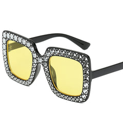 Large Rhinestone Square Frame Sunglasses Vintage Ladies Stylish