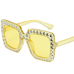Large Rhinestone Square Frame Sunglasses Vintage Ladies Stylish