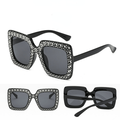 Large Rhinestone Square Frame Sunglasses Vintage Ladies Stylish