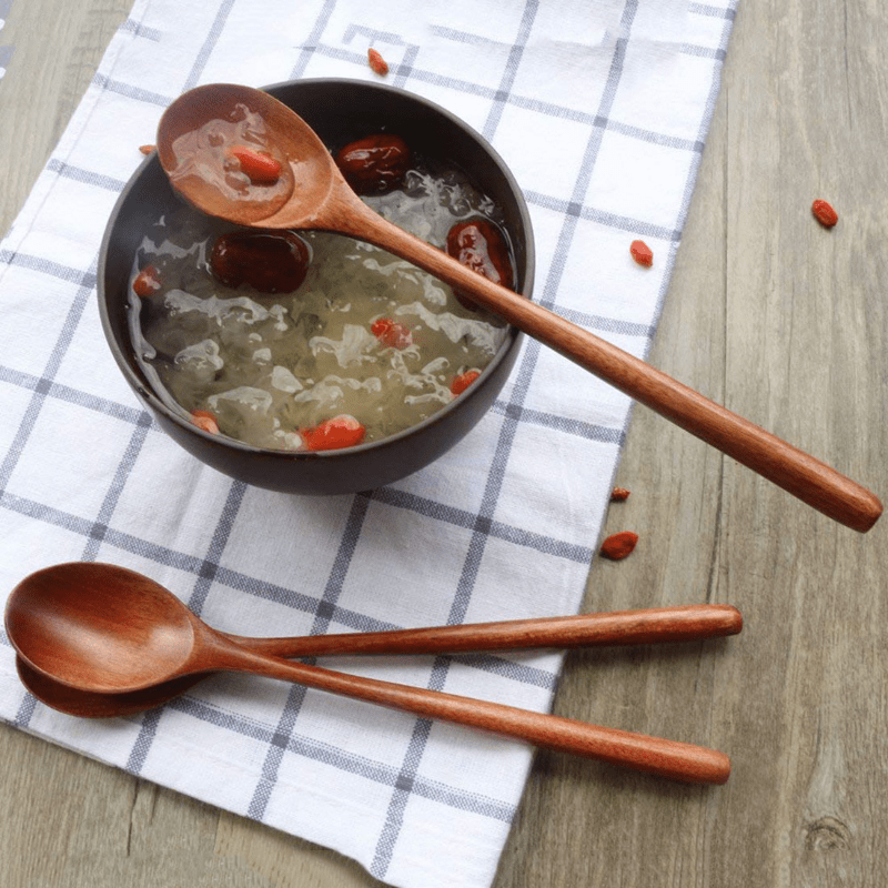 Wooden Soup Spoons For Mixing Cooking Long Handle Spoon Kitchen Utensil