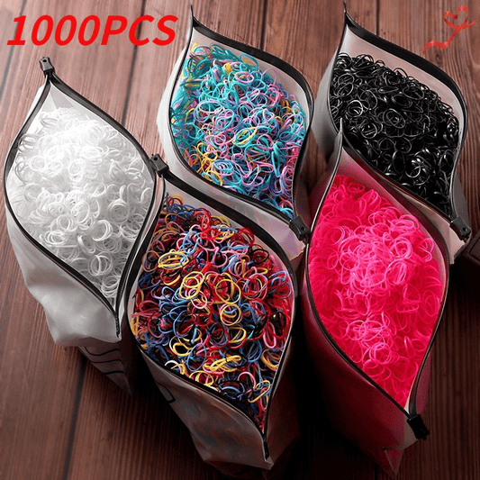 1000 2000pcs Mini Nylon Colorful Hair Ties Elastic Hair Accessories Set