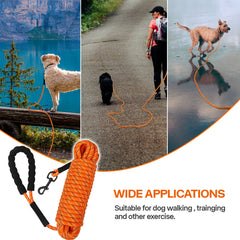 Long Dog Training Leash with Comfortable Handle for Walking, Camping, Backyard