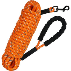 Long Dog Training Leash with Comfortable Handle for Walking, Camping, Backyard