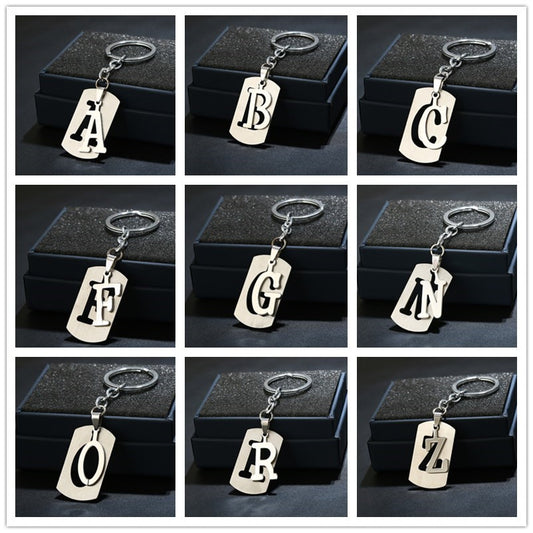 Stainless Steel A Letters Key Chain Charm 26 Letter Keychain Women Couple Gift
