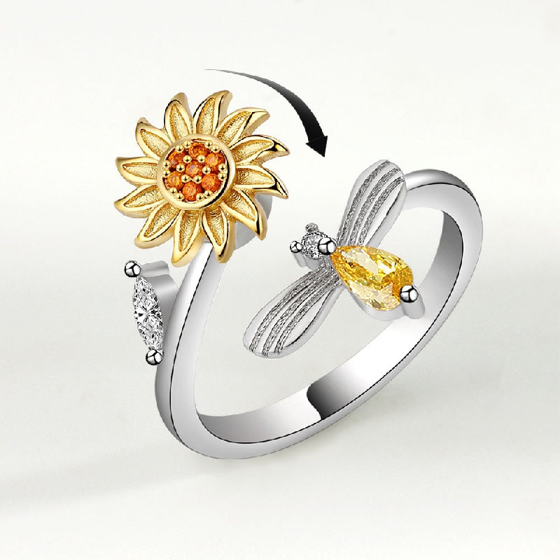 Sunflower Rotating Ring for Women - Stress & Anxiety Relief