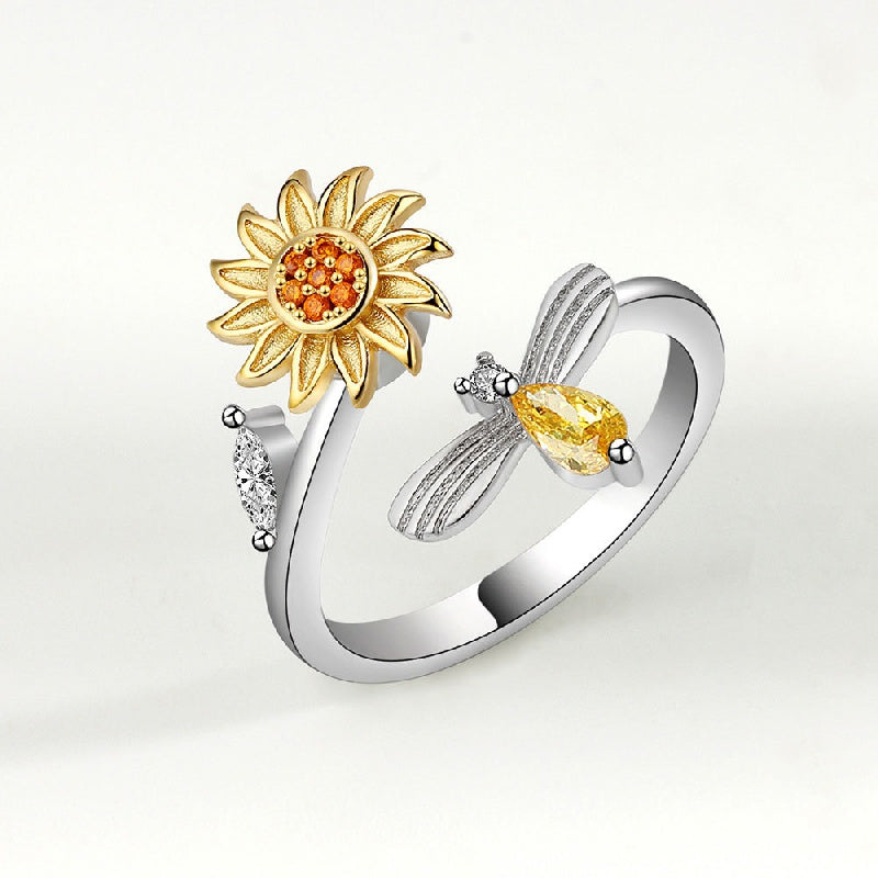 Sunflower Rotating Ring for Women - Stress & Anxiety Relief
