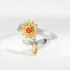 Sunflower Rotating Ring for Women - Stress & Anxiety Relief