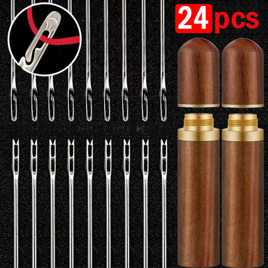 24pcs Big Hole Sewing Needles Stainless Steel Needles