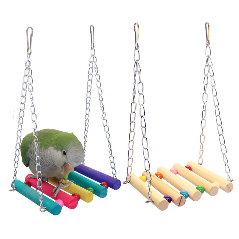 Bird Toy Set Hammock Swing Perch Bell Parrots Parakeets Budgies Cockatie