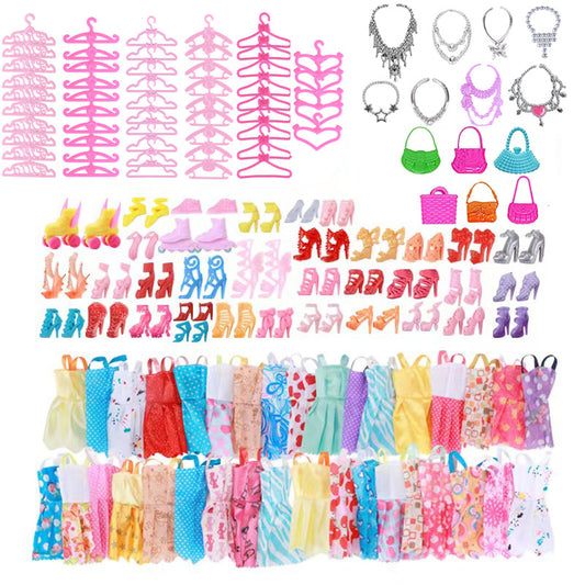 11.5 Inch Doll Dress Up Set - 38 Pieces, Clothes, Shoes, Necklaces, Han