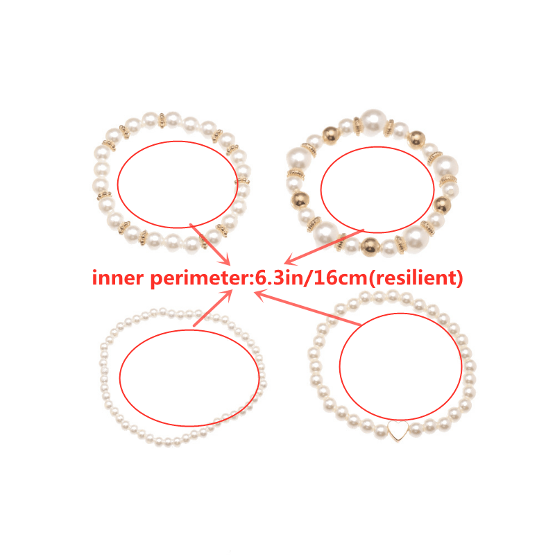 Boho Multilayer Bracelet Set Faux Pearls 4 Pcs