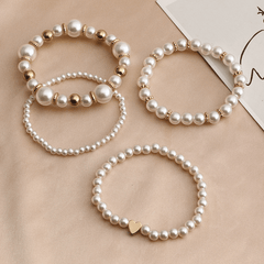 Boho Multilayer Bracelet Set Faux Pearls 4 Pcs