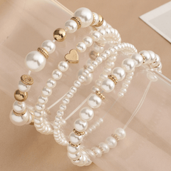 Boho Multilayer Bracelet Set Faux Pearls 4 Pcs