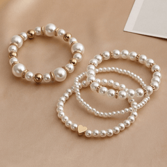 Boho Multilayer Bracelet Set Faux Pearls 4 Pcs