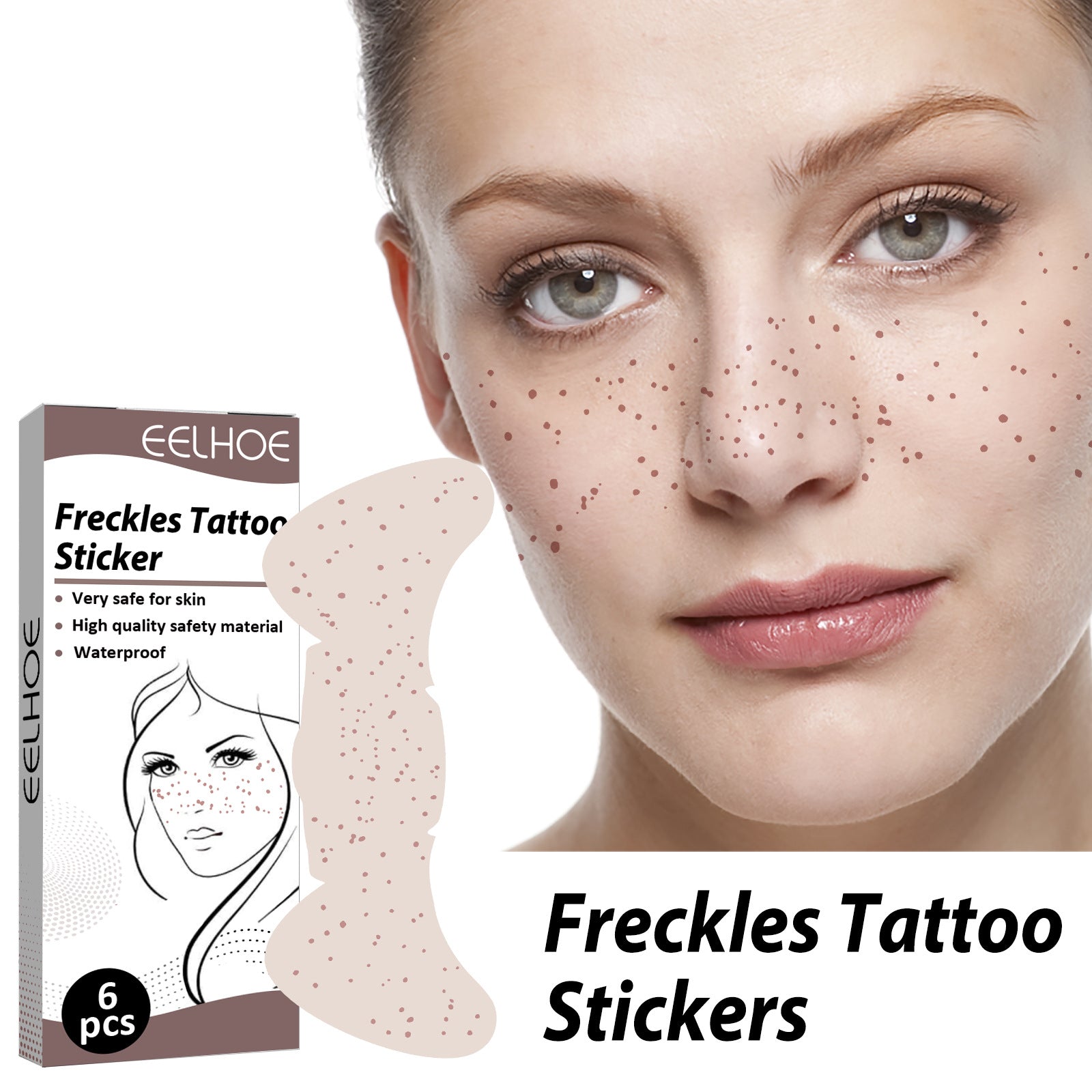 6 Long Lasting Freckle Tattoos Realistic Stickers for Facial Makeup Tool