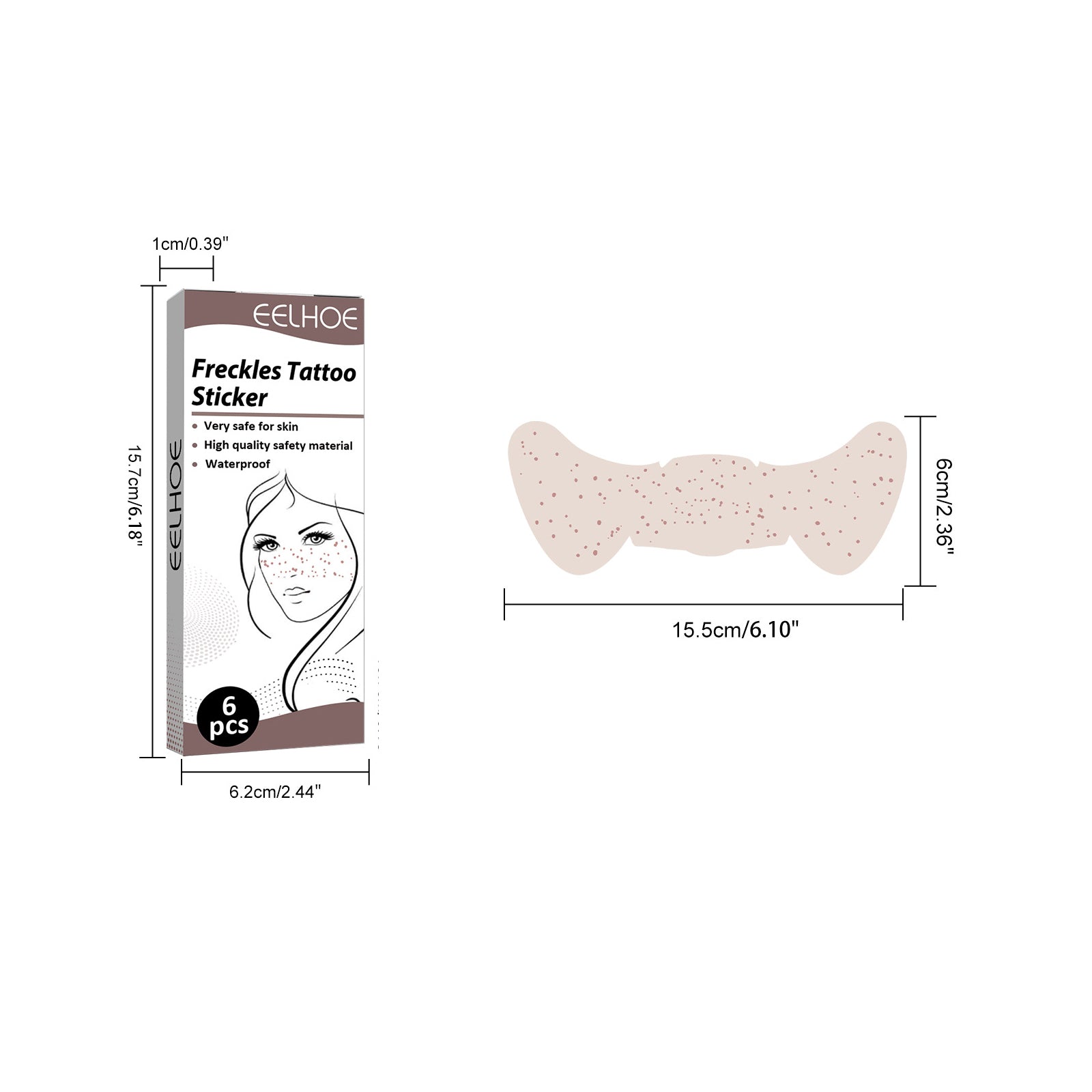 6 Long Lasting Freckle Tattoos Realistic Stickers for Facial Makeup Tool