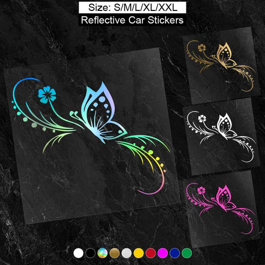 Butterfly Flowers Car Sticker Reflective Vinyl Decals Art Decoration