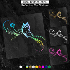 Butterfly Flowers Car Sticker Reflective Vinyl Decals Art Decoration