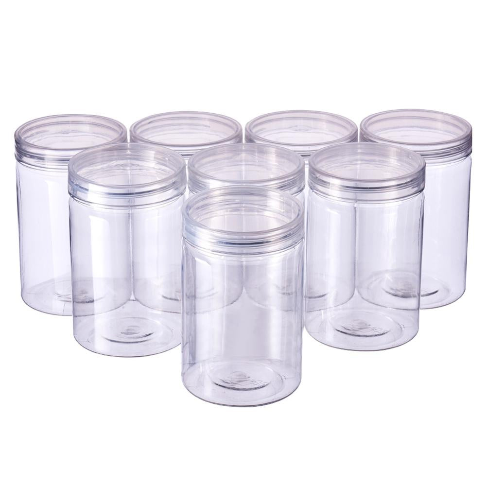 8pcs Clear Plastic Storage Jars Wide Mouth Containers