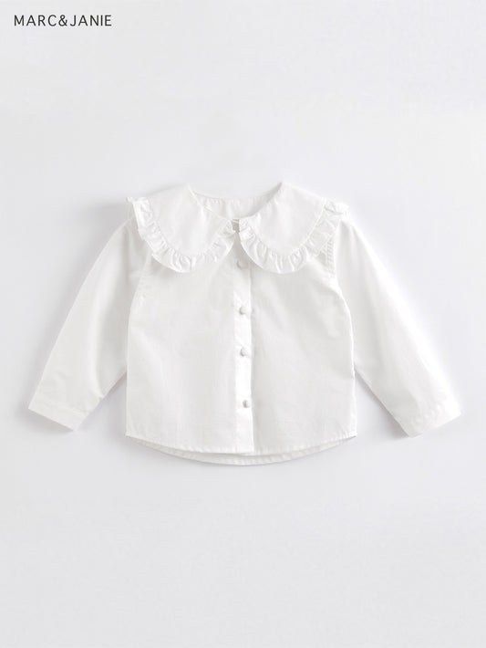 MARC&JANIE Girls Lace Lapel Cotton Shirt
