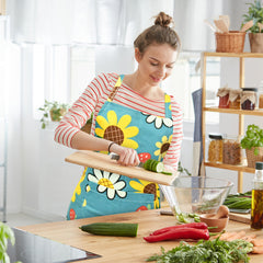Waterproof Floral Apron with Pocket for Kitchen Gardening and Salon
