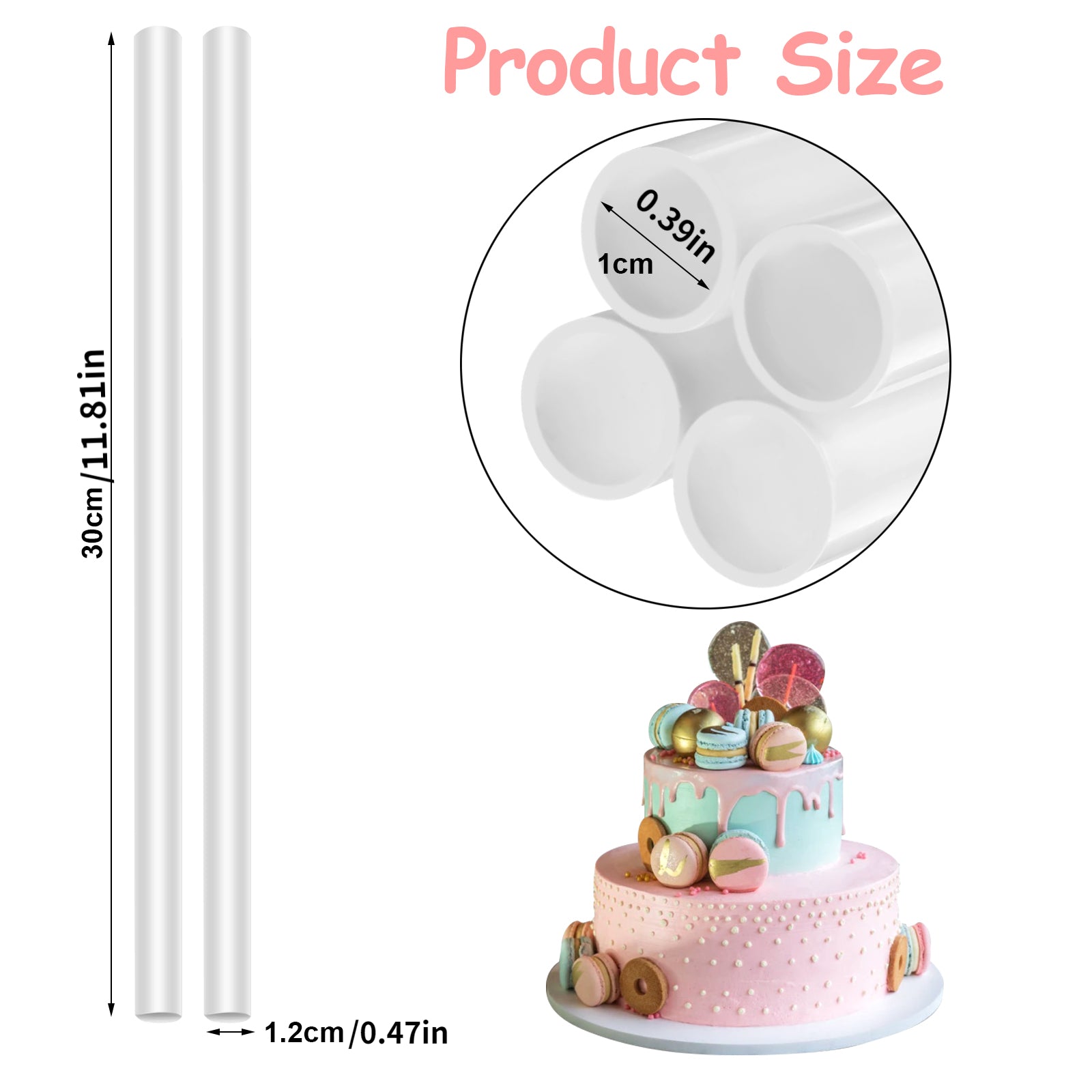 12PCS Reusable Dowel Rods Cake Support Rods 11.8 in