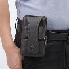 Men's PU Leather Fanny Pack Multifunctional Large Capacity Brown Shoulder Bag