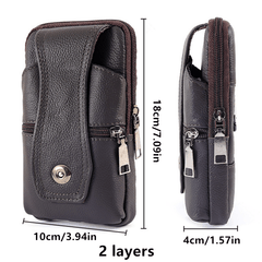 Men's PU Leather Fanny Pack Multifunctional Large Capacity Brown Shoulder Bag