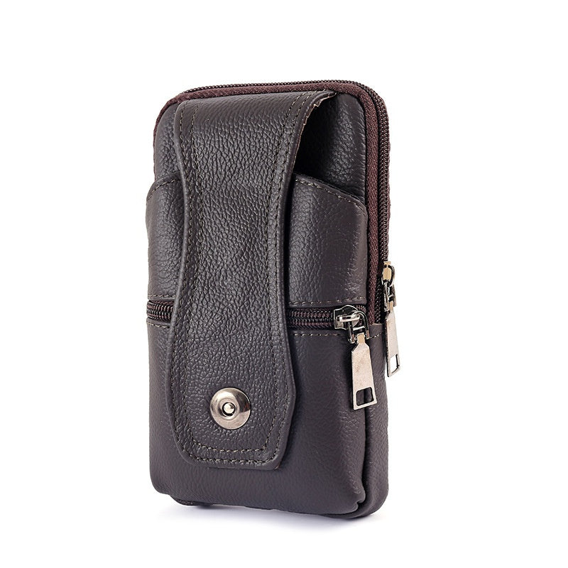 Men's PU Leather Fanny Pack Multifunctional Large Capacity Brown Shoulder Bag
