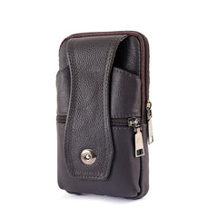 Men's PU Leather Fanny Pack Multifunctional Large Capacity Brown Shoulder Bag