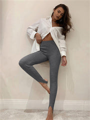 Ribbed Yoga Leggings Basic Casual Skinny Spring Fall Leggings