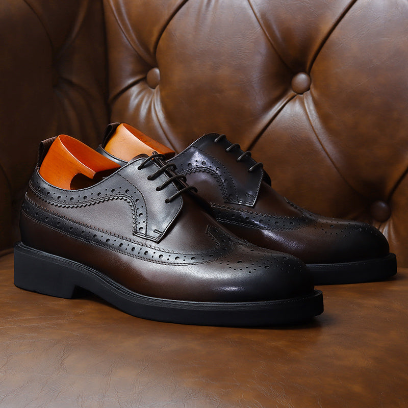 Men's Leather Wingtip Brogue Oxford Derby Formal Dress Shoes
