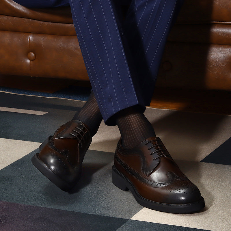 Men's Leather Wingtip Brogue Oxford Derby Formal Dress Shoes