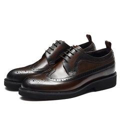 Men's Leather Wingtip Brogue Oxford Derby Formal Dress Shoes