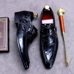 Men's Leather Pointed Toe Slip On Formal Dress Shoes For Wedding