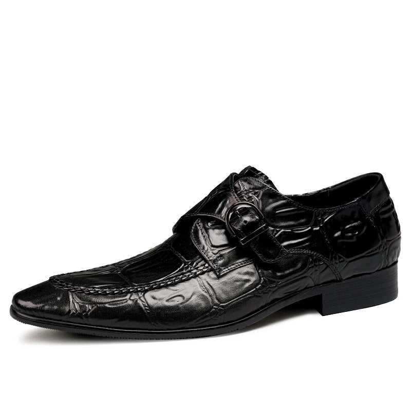Men's Leather Pointed Toe Slip On Formal Dress Shoes For Wedding