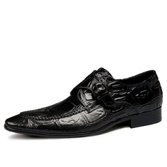 Men's Leather Pointed Toe Slip On Formal Dress Shoes For Wedding