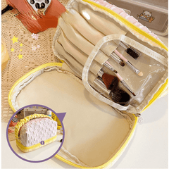 Cream Toast Plaid Pattern Large Storage Bag Cosmetic Organizer