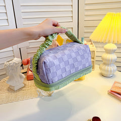 Cream Toast Plaid Pattern Large Storage Bag Cosmetic Organizer