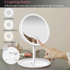 USB LED Makeup Mirror with Dimming & Storage