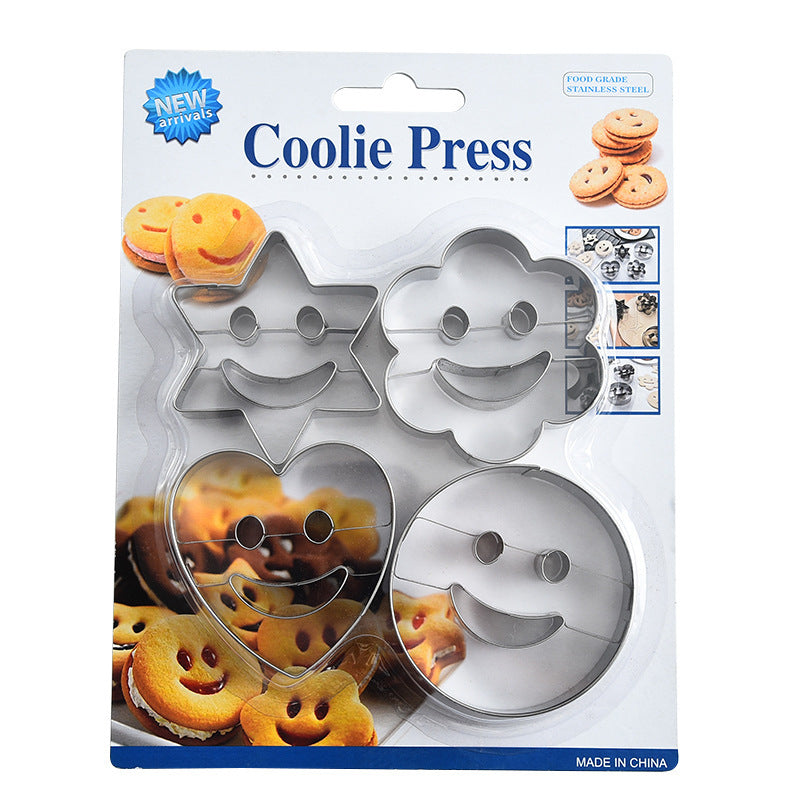 4pcs Stainless Steel Smiling Biscuit Mold Cookie Biscuit DIY Tool