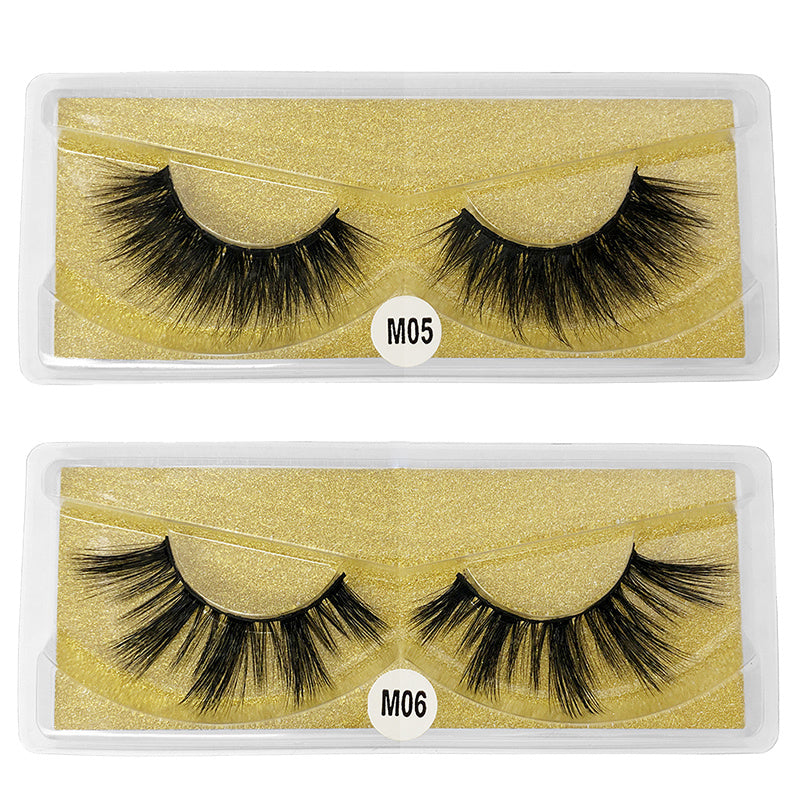 10 Pairs Natural 3D Faux Mink False Eyelashes with Glitter Box