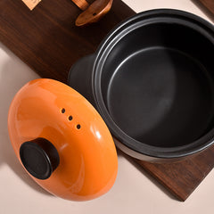 Ceramic Casserole Pot Orange Lid Clay Pot Stockpot Kitchen Utensils