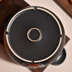 Ceramic Casserole Pot Orange Lid Clay Pot Stockpot Kitchen Utensils